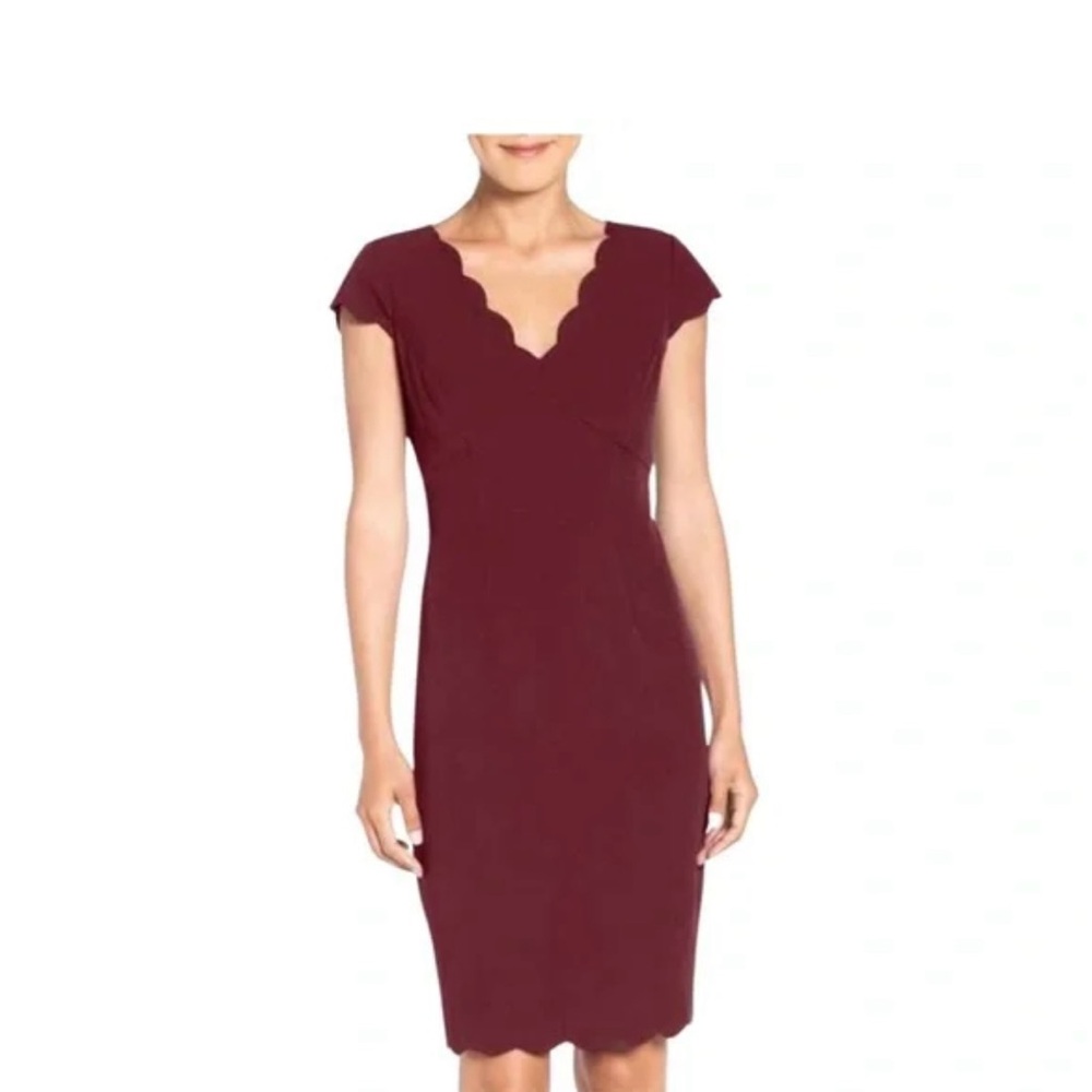 Adrianna Papell scalloped Burgundy Dress